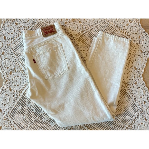 Levis 501 CT Button Fly Jeans Mens 30x27 White Denim 100% Cotton MEASURED SIZE - Picture 1 of 12